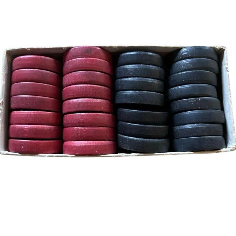 Vintage Halsam Comet 30 Wooden Red & Black Checkers